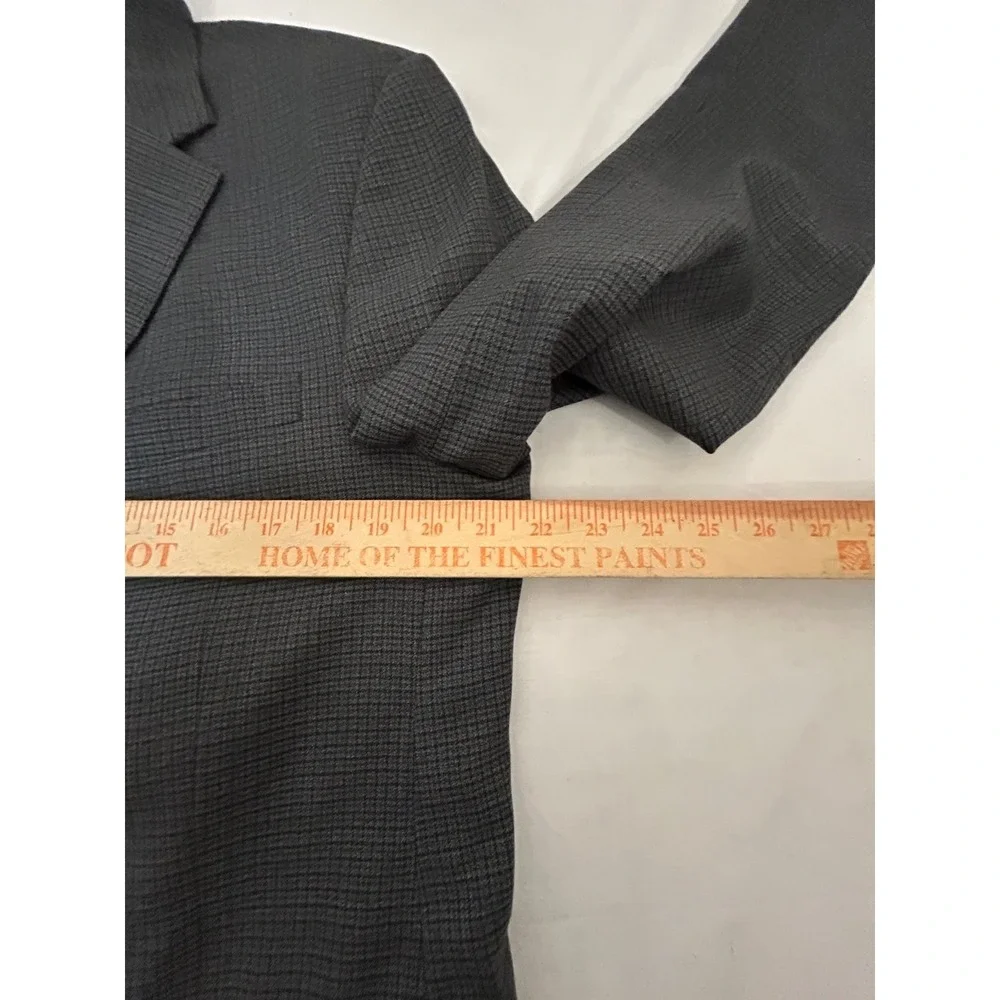 Peter Millar Gray Check Wool 2 Btn Sport Coat Blazer Sz 42R